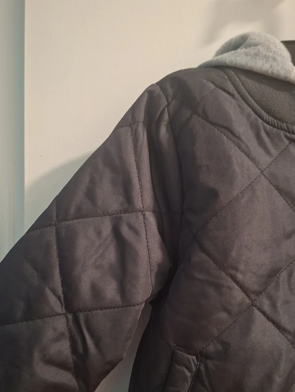 Kids Quilted Hooded Jacket - Dark Gray
